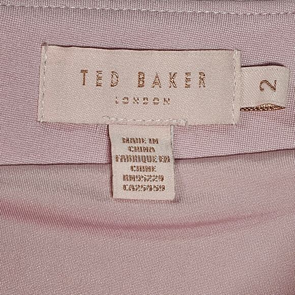 Ted Baker Pink Off-the-Shoulder V-Neck Bell Sleeves Back Zipper Size 2 | US 4-6 - Picture 6 of 10